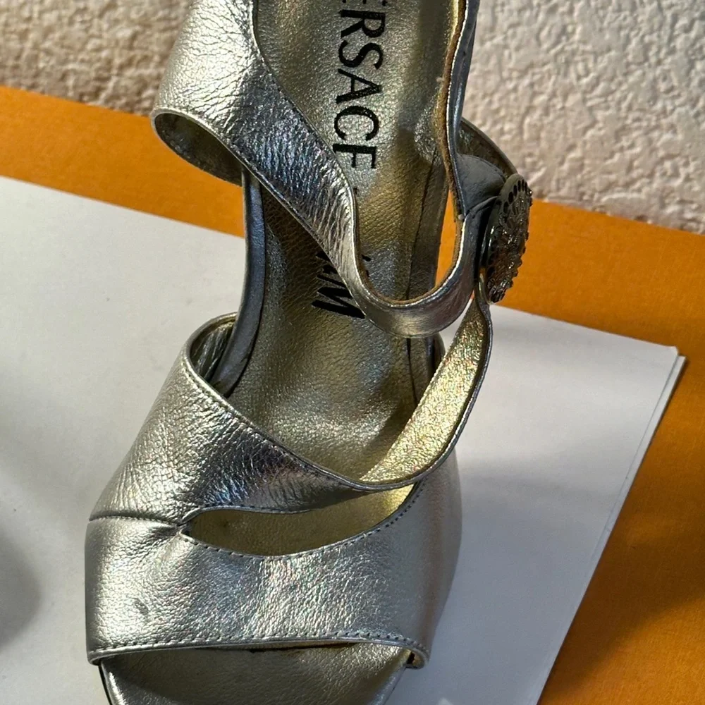 Versace Metallic Silver Heels - Picture 7 of 12